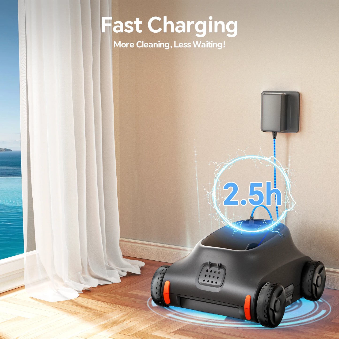 [Up to 2000 Sq.ft] Seauto SAT 10 Robotic Pool Cleaner, Cordless Robotic Pool Vacuum for Above Ground Pool, 180 Mins Runtime