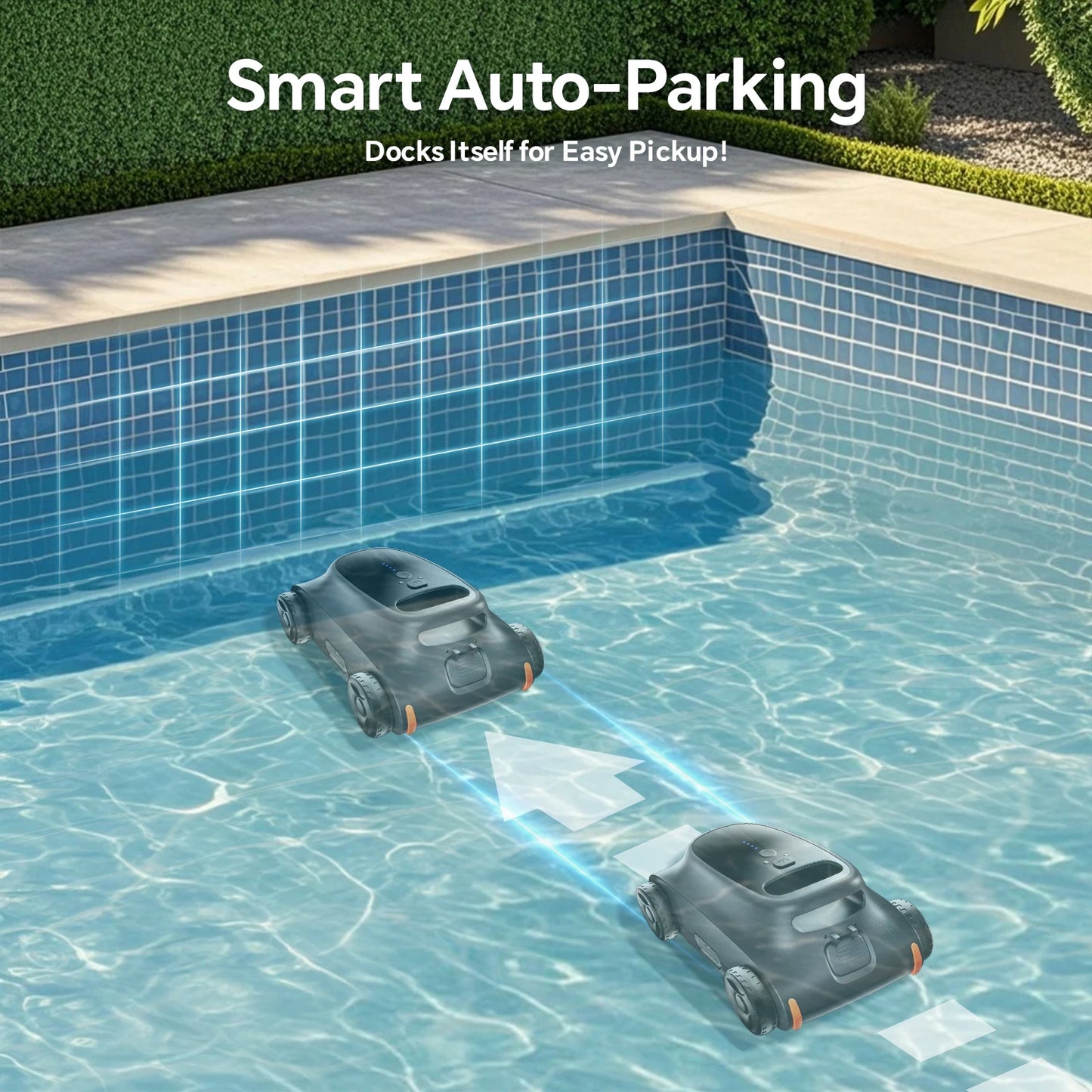 [Up to 2000 Sq.ft] Seauto SAT 10 Robotic Pool Cleaner, Cordless Robotic Pool Vacuum for Above Ground Pool, 180 Mins Runtime
