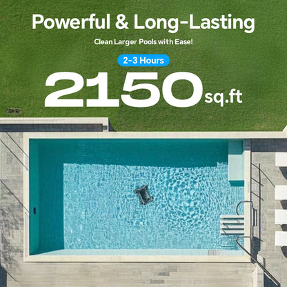 [Up to 2000 Sq.ft] Seauto SAT 10 Robotic Pool Cleaner, Cordless Robotic Pool Vacuum for Above Ground Pool, 180 Mins Runtime