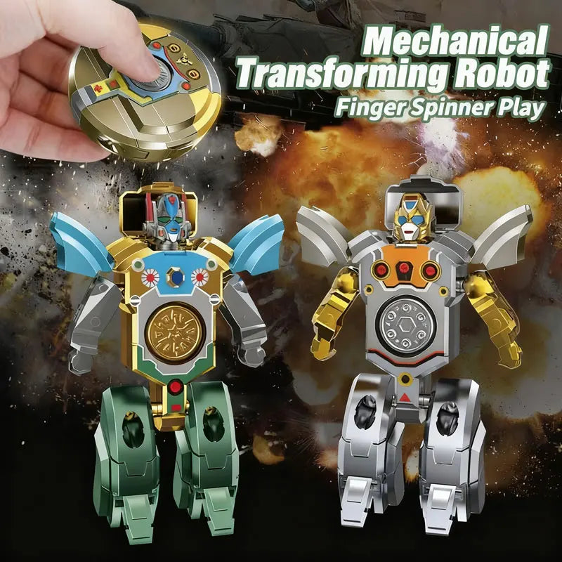 Transformation Fidget Hand Spinner Robot Toy Deformation Robot Gyro Finger Toy Stress Relief Action Figure for Kids Gift