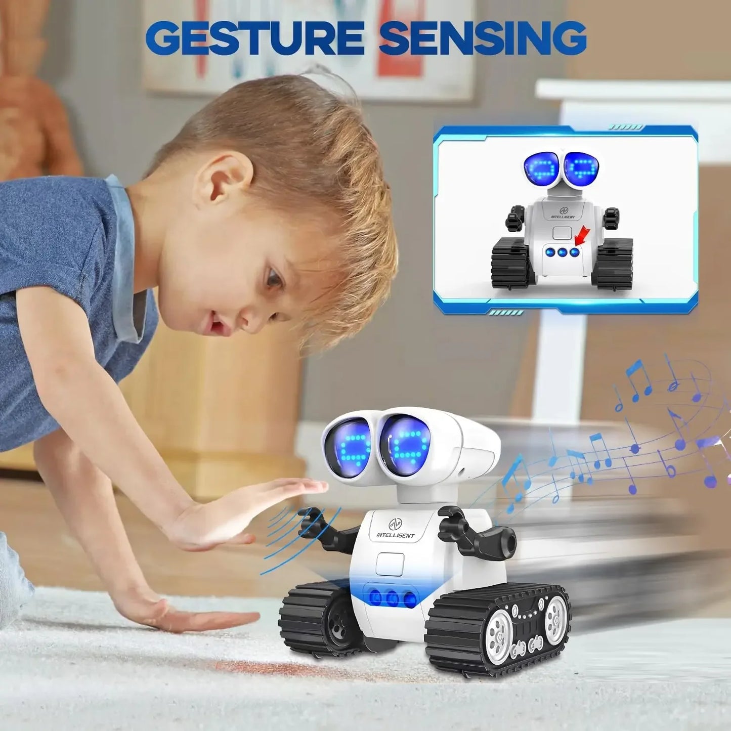 RC Rechargeable Remote Control Robot Toys with Music LED Eyes Walkie Talkie Robot Toys for Kids Gifts Toddler Robot Toy