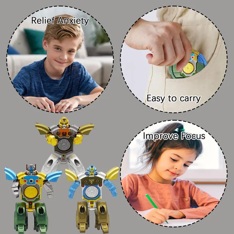 Transformation Fidget Hand Spinner Robot Toy Deformation Robot Gyro Finger Toy Stress Relief Action Figure for Kids Gift