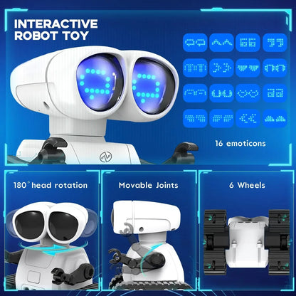 RC Rechargeable Remote Control Robot Toys with Music LED Eyes Walkie Talkie Robot Toys for Kids Gifts Toddler Robot Toy
